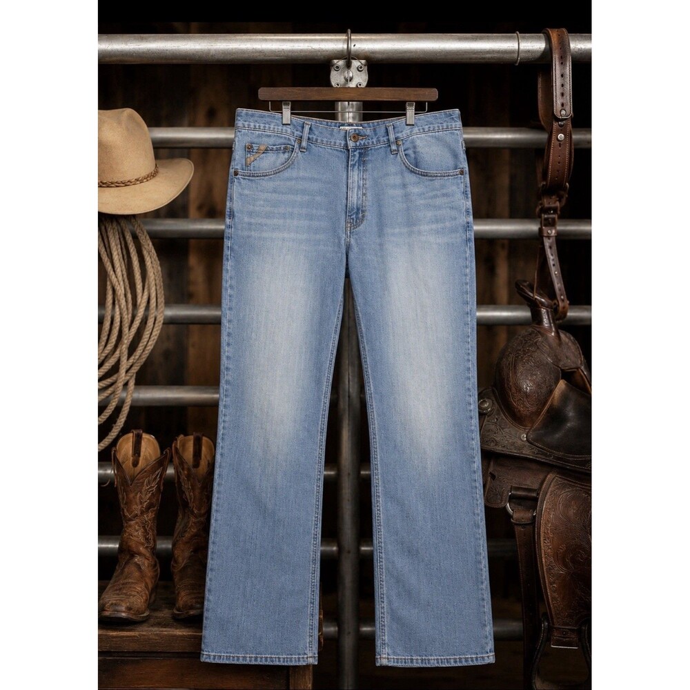 Ariat M2 Relaxed Boot Cut Jeans Mens 40x32 Western Ranch Light Wash Denim